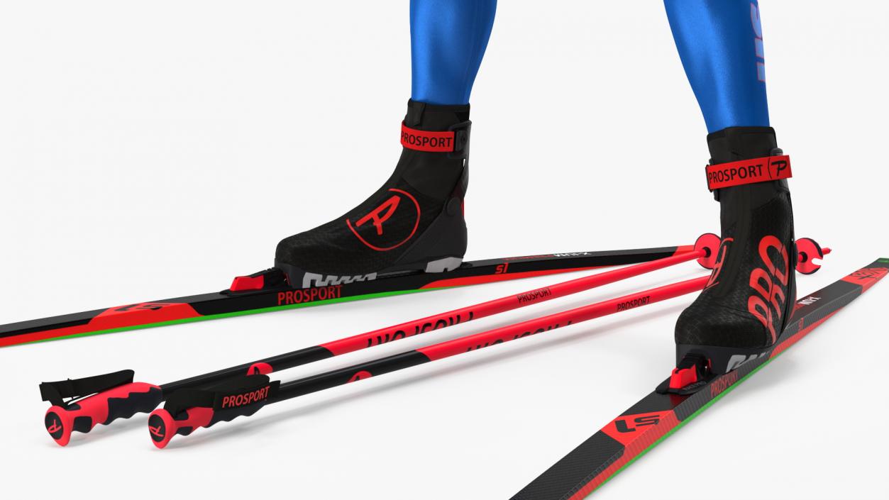 Biathlete Fully Equipped USA Team Standing Pose 3D