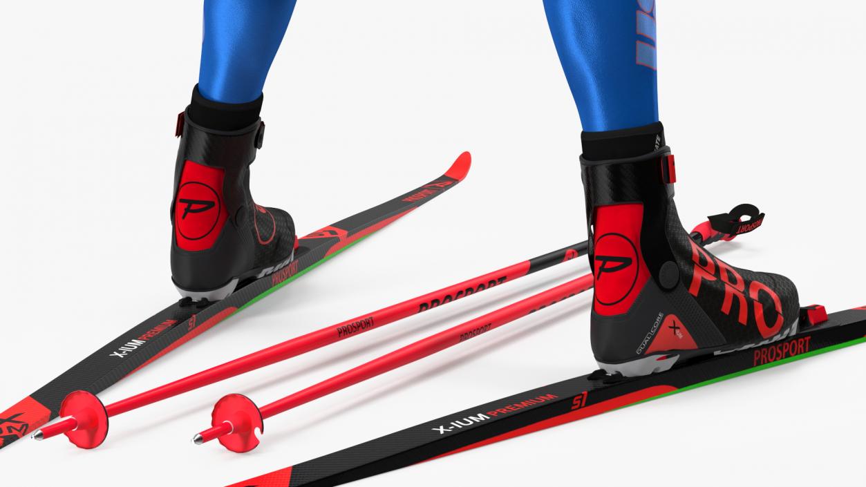 Biathlete Fully Equipped USA Team Standing Pose 3D