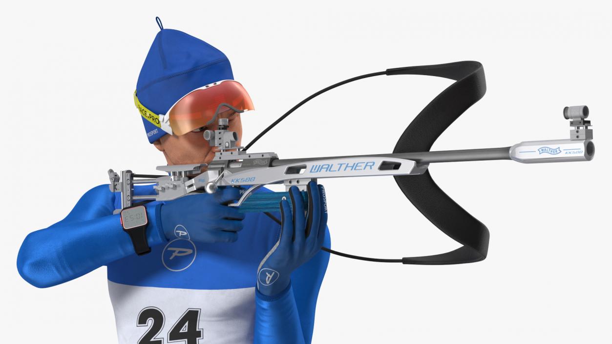 Biathlete Fully Equipped USA Team Standing Pose 3D