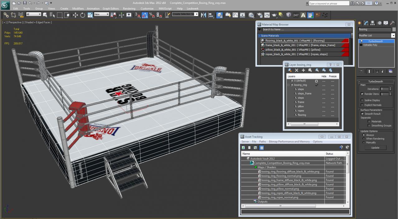 Complete Competition Boxing Ring 3D