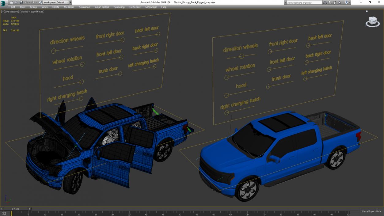 Electric Pickup Truck Rigged1 3D model