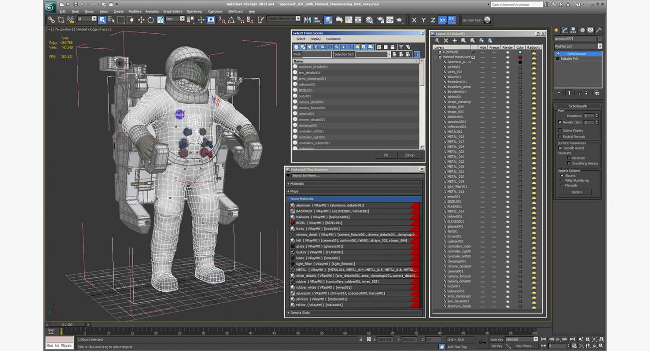 Spacesuit A7L with Manned Maneuvering Unit 3D