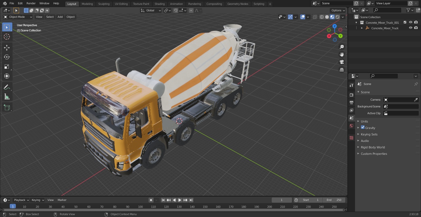 3D model Concrete Mixer Truck