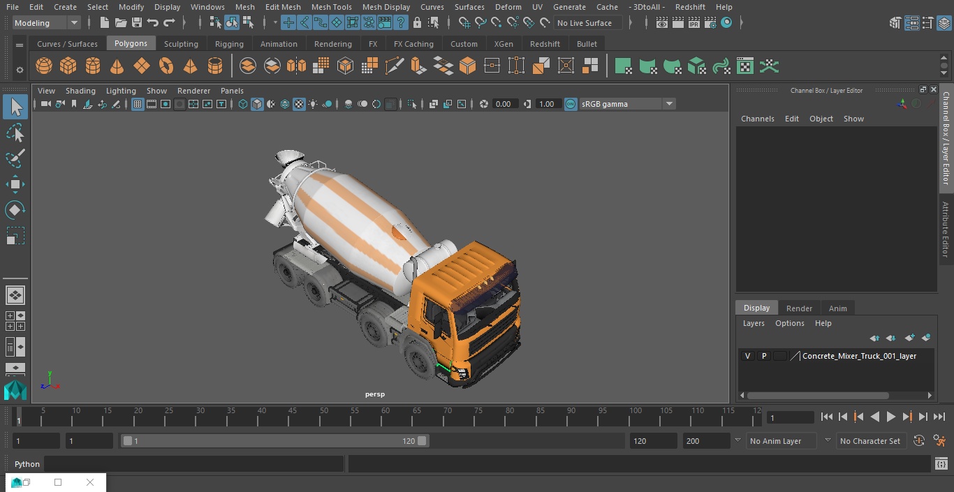 3D model Concrete Mixer Truck