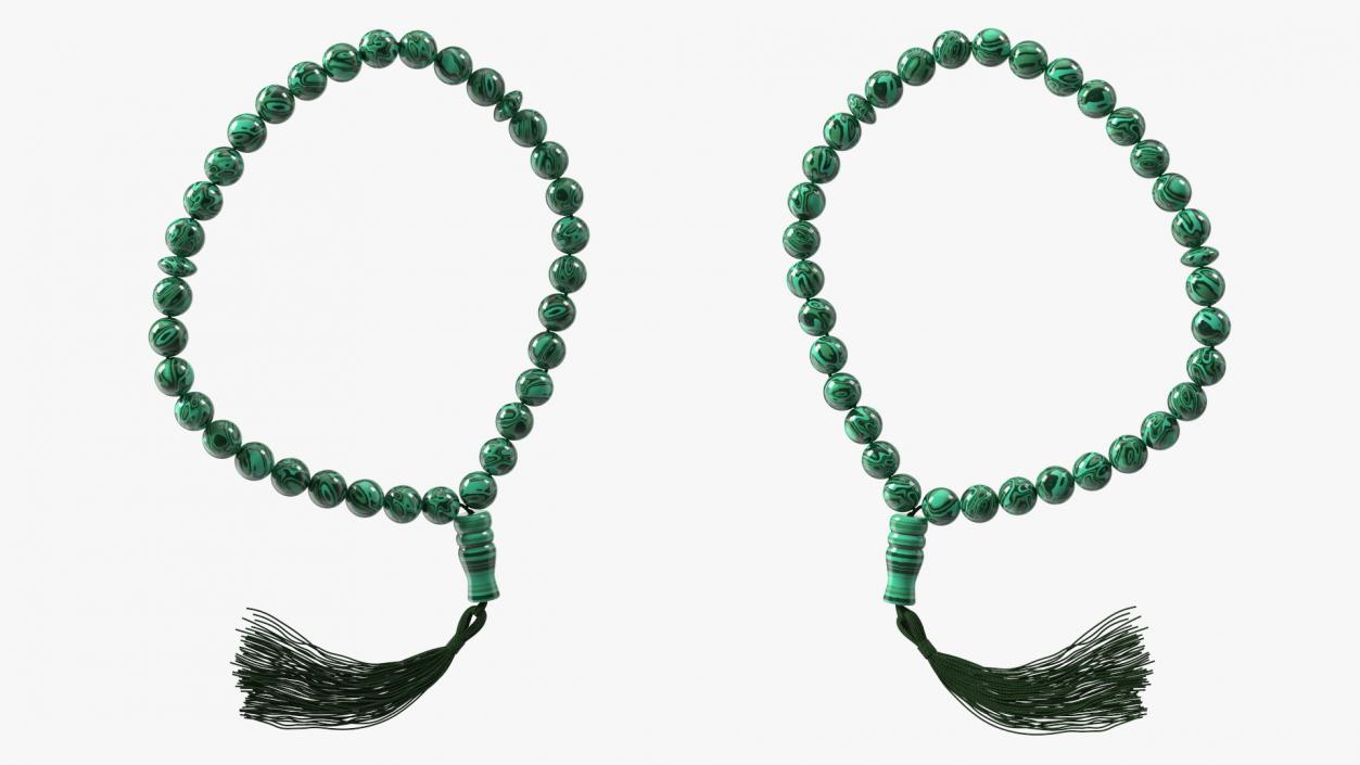 3D model Traditional Islamic Prayer Beads with Tassel Green