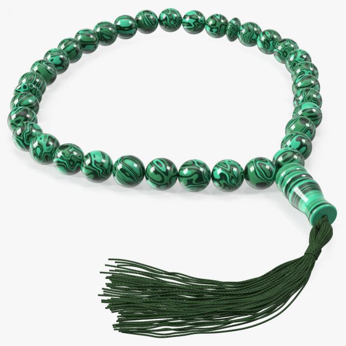 3D model Traditional Islamic Prayer Beads with Tassel Green