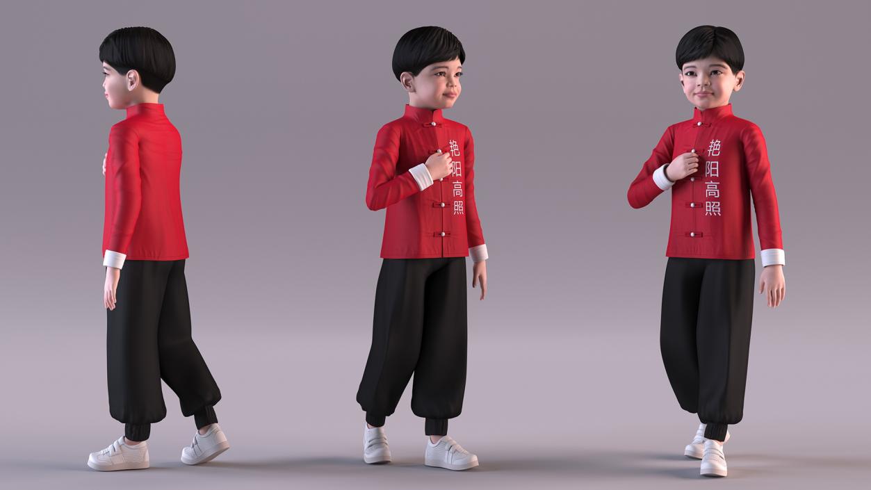 Rigged Asian Child Boys Collection 3D model