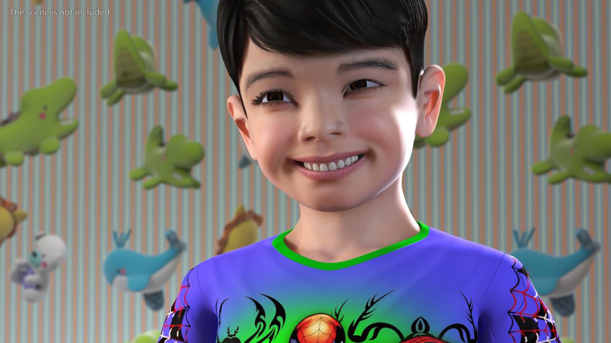 Rigged Asian Child Boys Collection 3D model