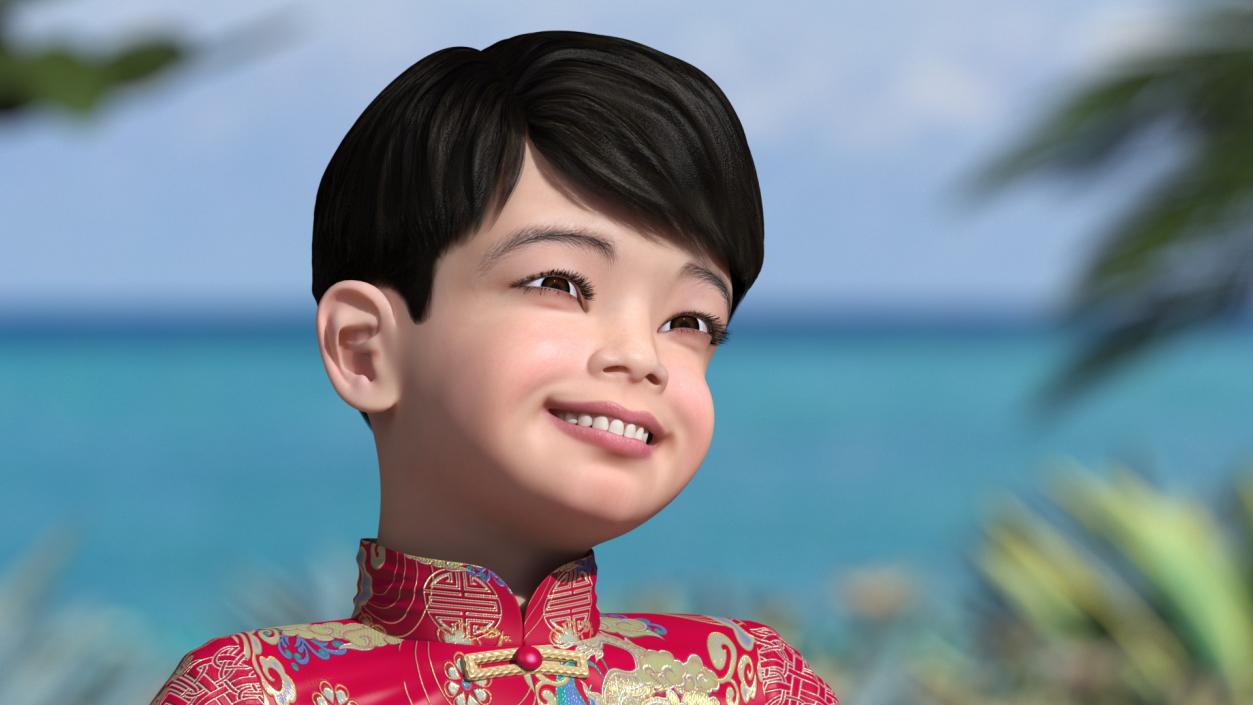 Rigged Asian Child Boys Collection 3D model