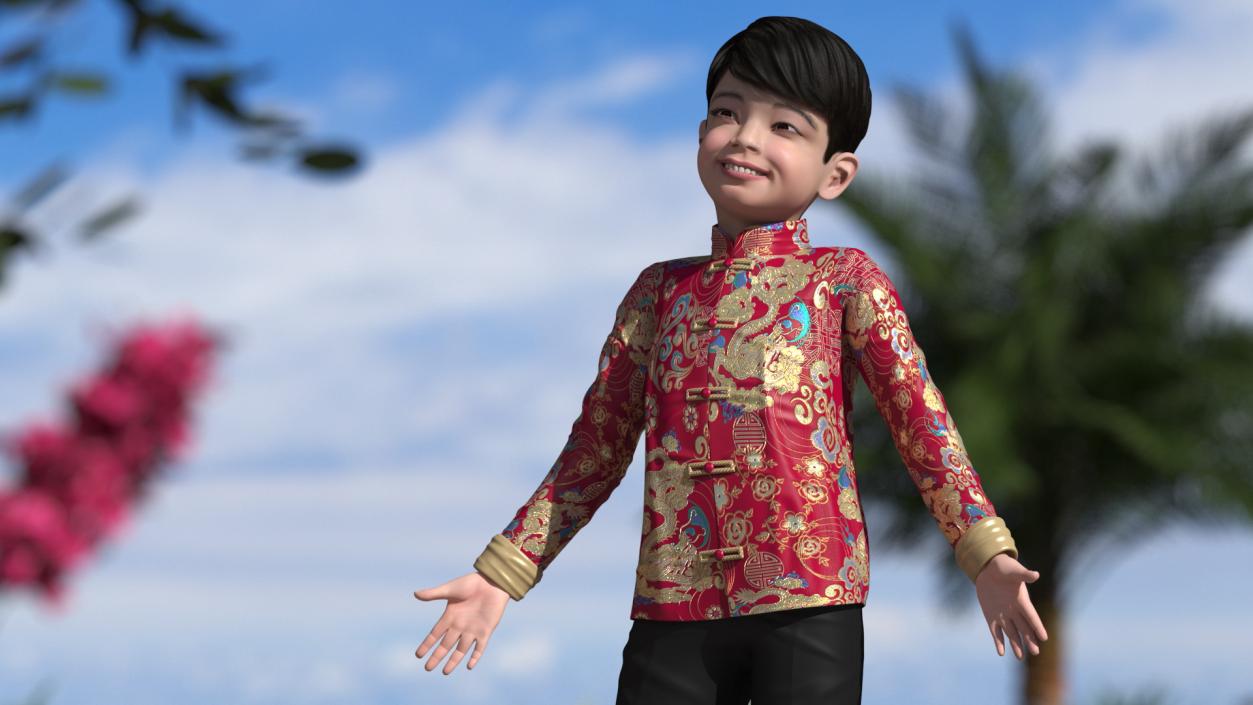 Rigged Asian Child Boys Collection 3D model