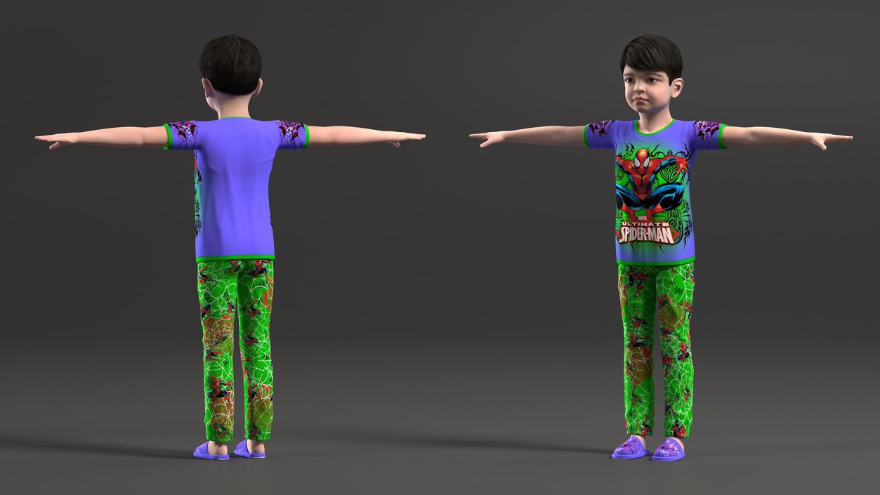 Rigged Asian Child Boys Collection 3D model