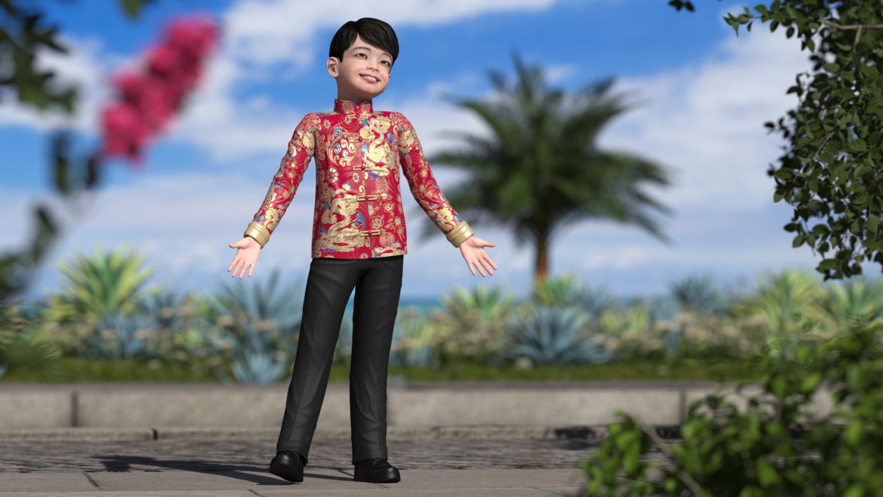 Rigged Asian Child Boys Collection 3D model