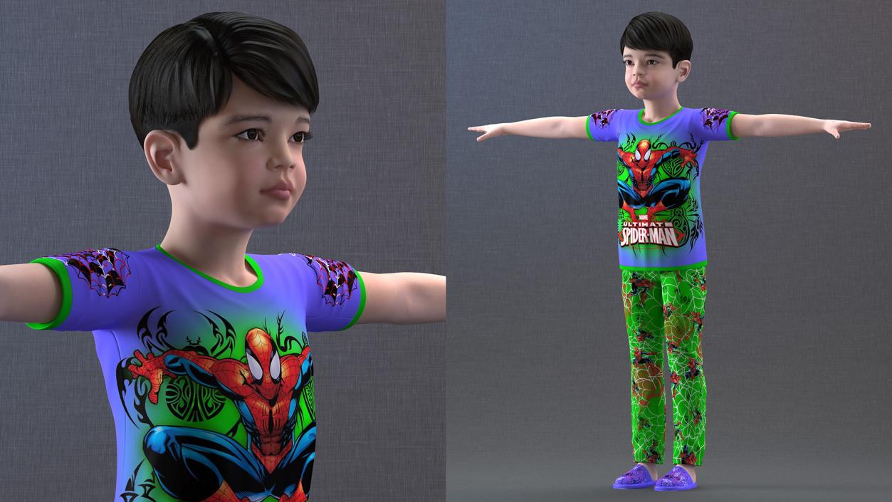 Rigged Asian Child Boys Collection 3D model