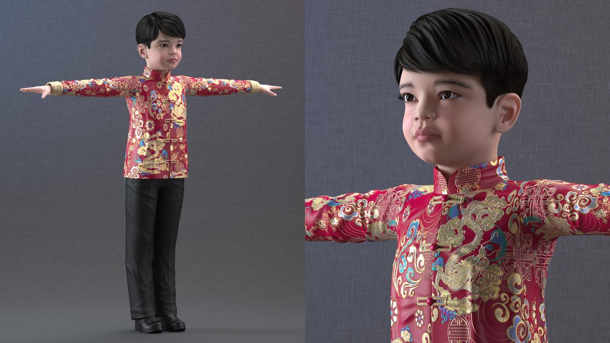 Rigged Asian Child Boys Collection 3D model