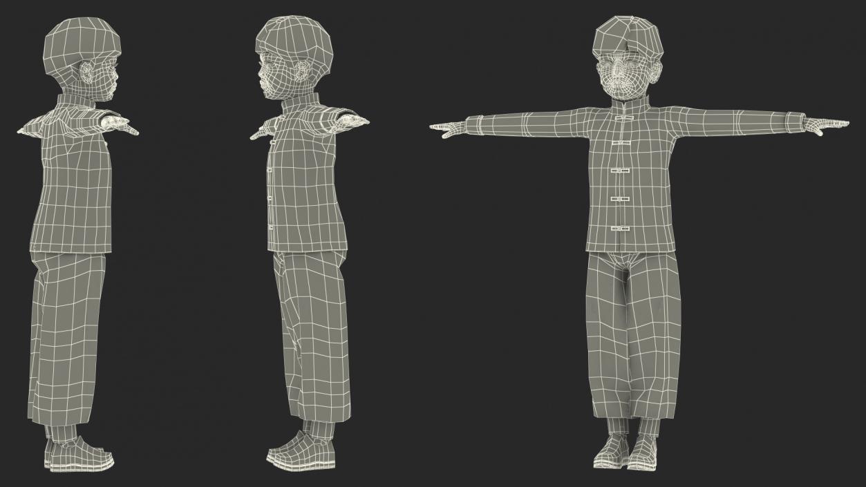 Rigged Asian Child Boys Collection 3D model