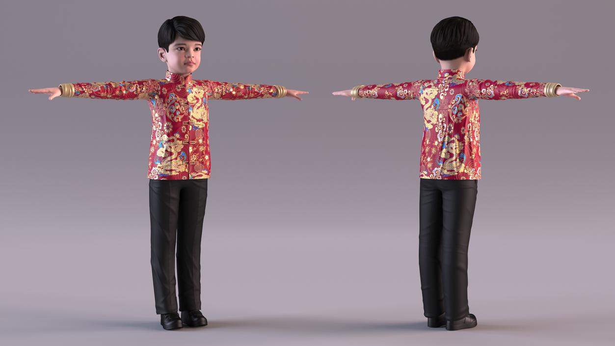 Rigged Asian Child Boys Collection 3D model