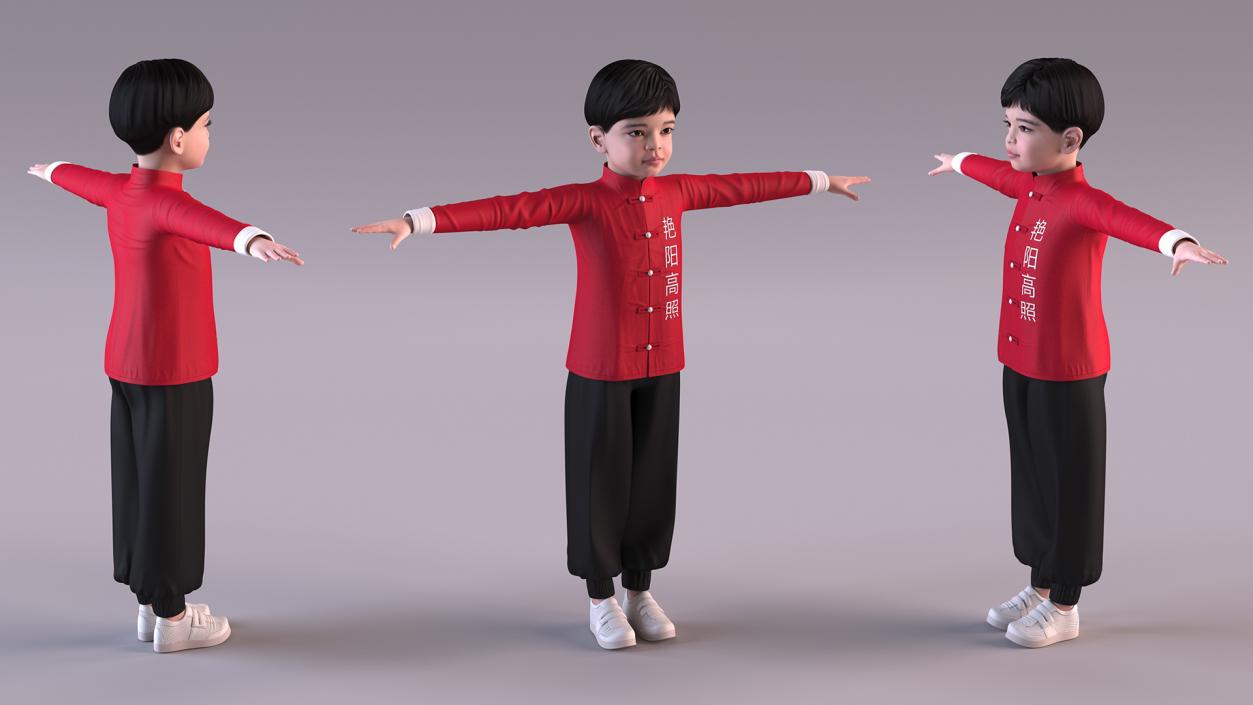 Rigged Asian Child Boys Collection 3D model