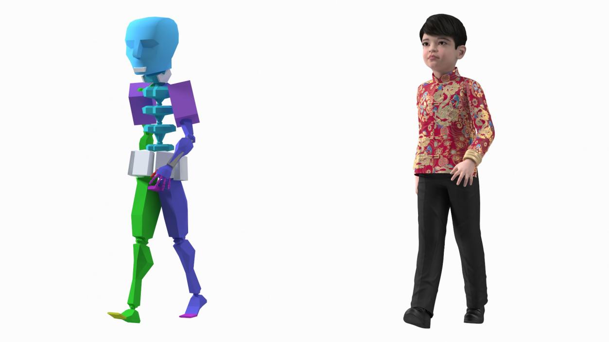 Rigged Asian Child Boys Collection 3D model