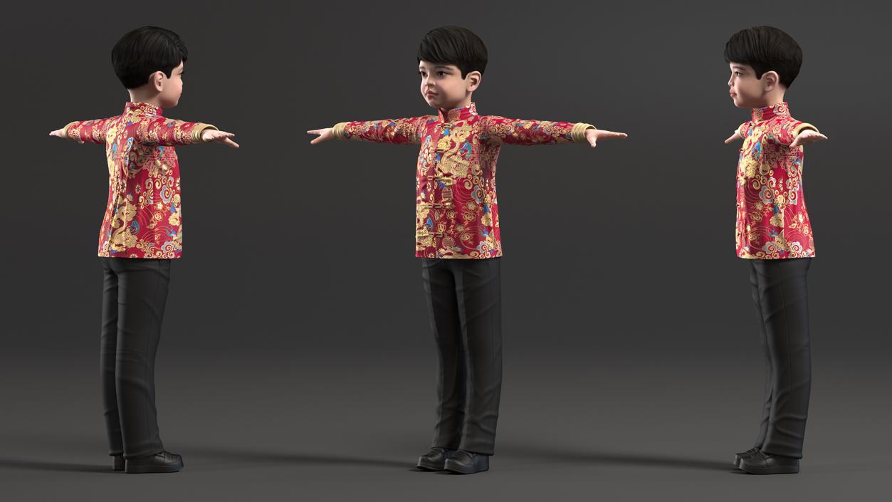 Rigged Asian Child Boys Collection 3D model