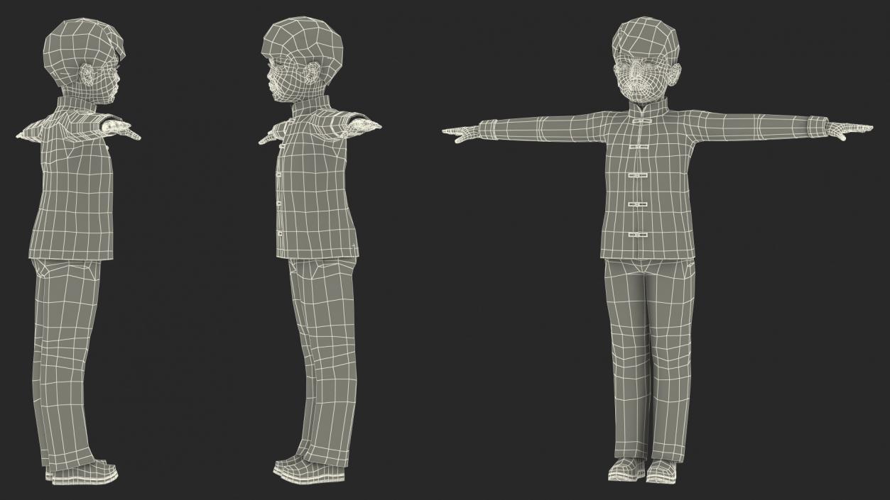 Rigged Asian Child Boys Collection 3D model