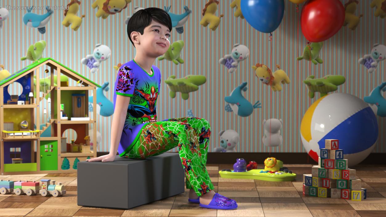 Rigged Asian Child Boys Collection 3D model