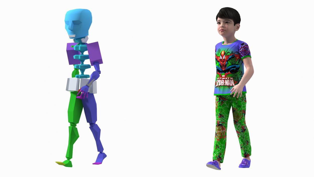 Rigged Asian Child Boys Collection 3D model