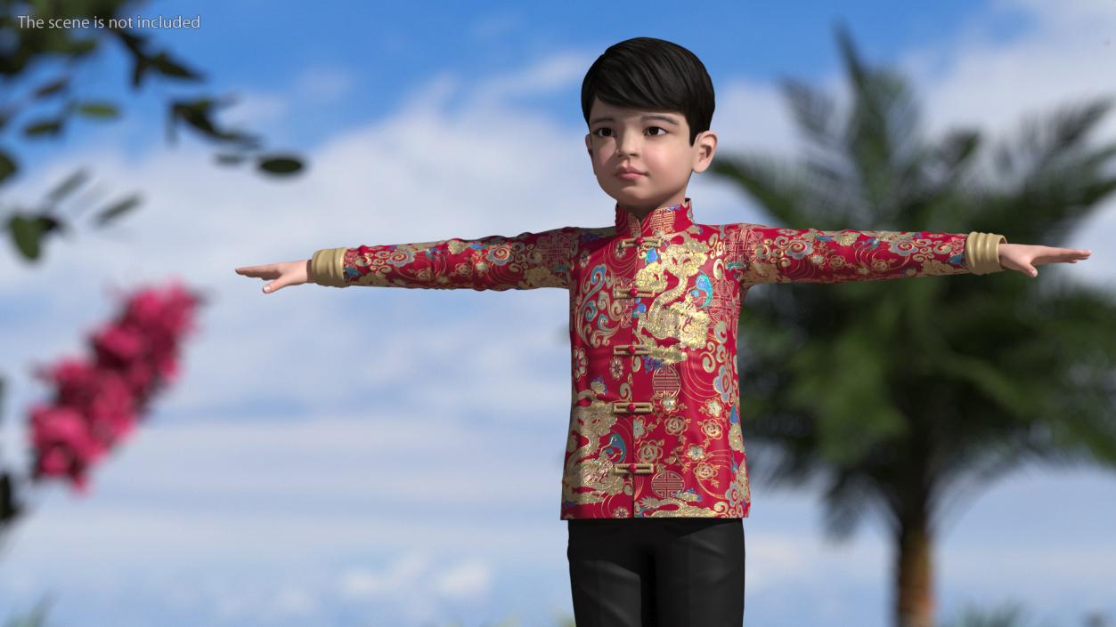 Rigged Asian Child Boys Collection 3D model