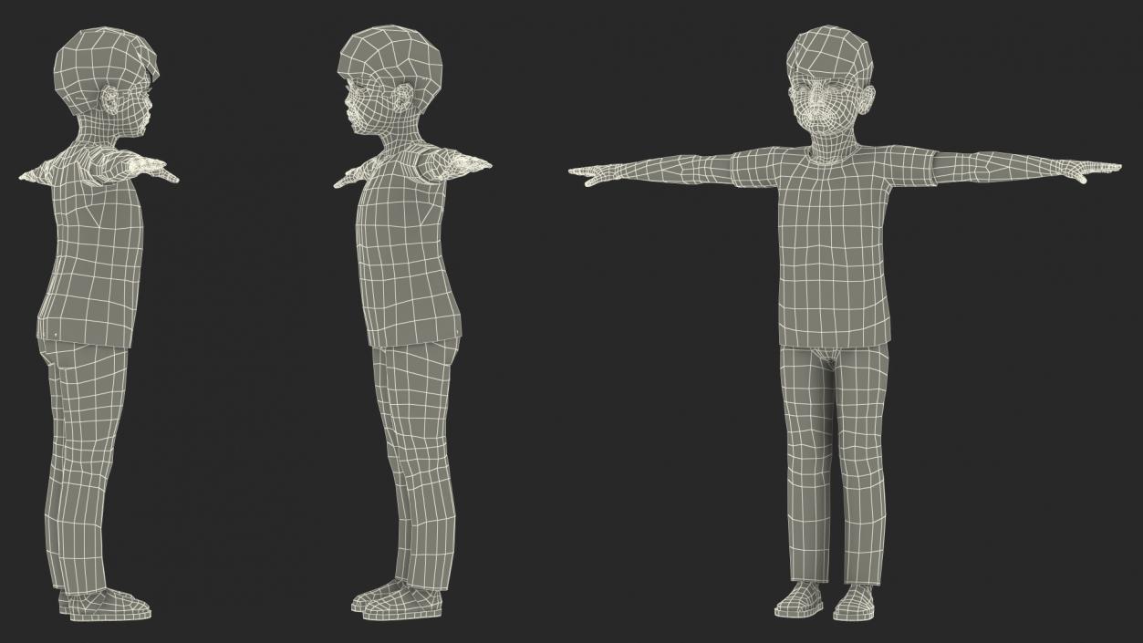 Rigged Asian Child Boys Collection 3D model