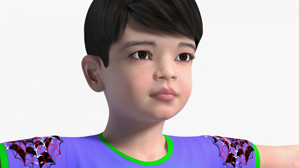 Rigged Asian Child Boys Collection 3D model