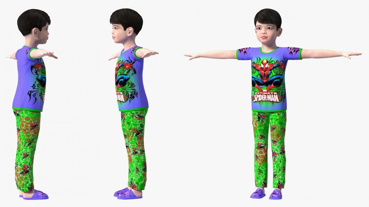 Rigged Asian Child Boys Collection 3D model