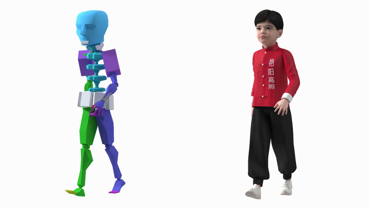 Rigged Asian Child Boys Collection 3D model