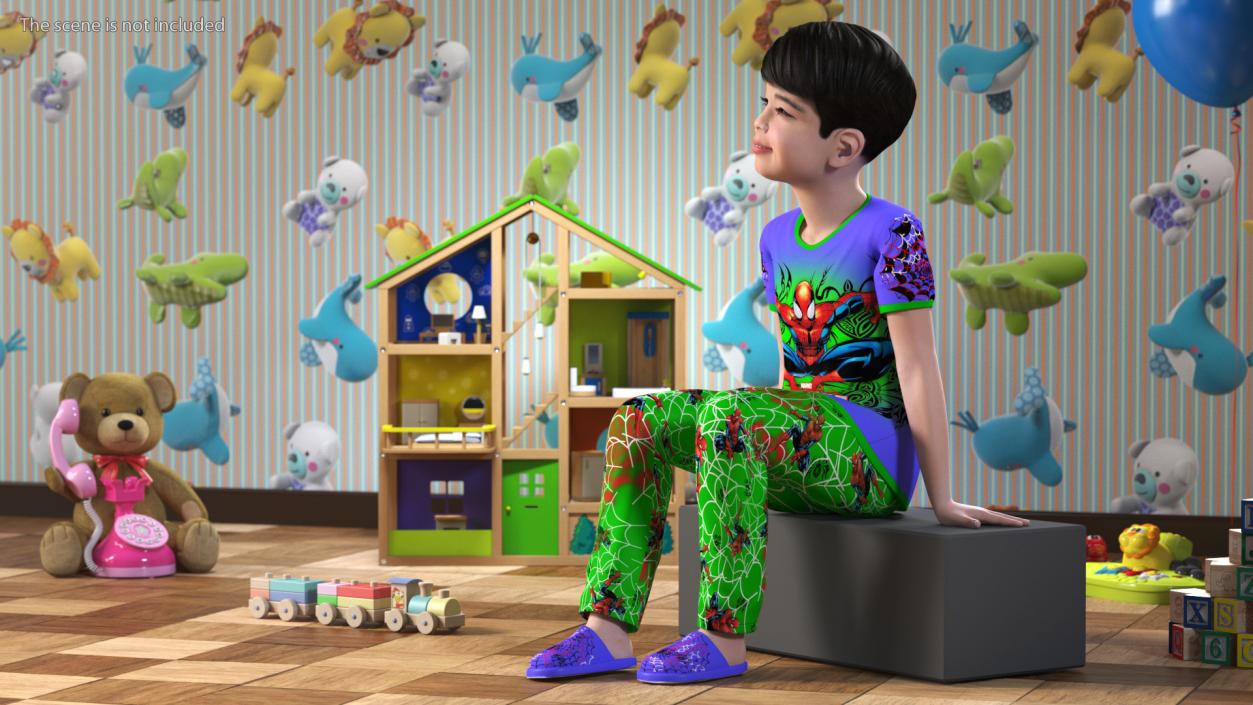 Rigged Asian Child Boys Collection 3D model