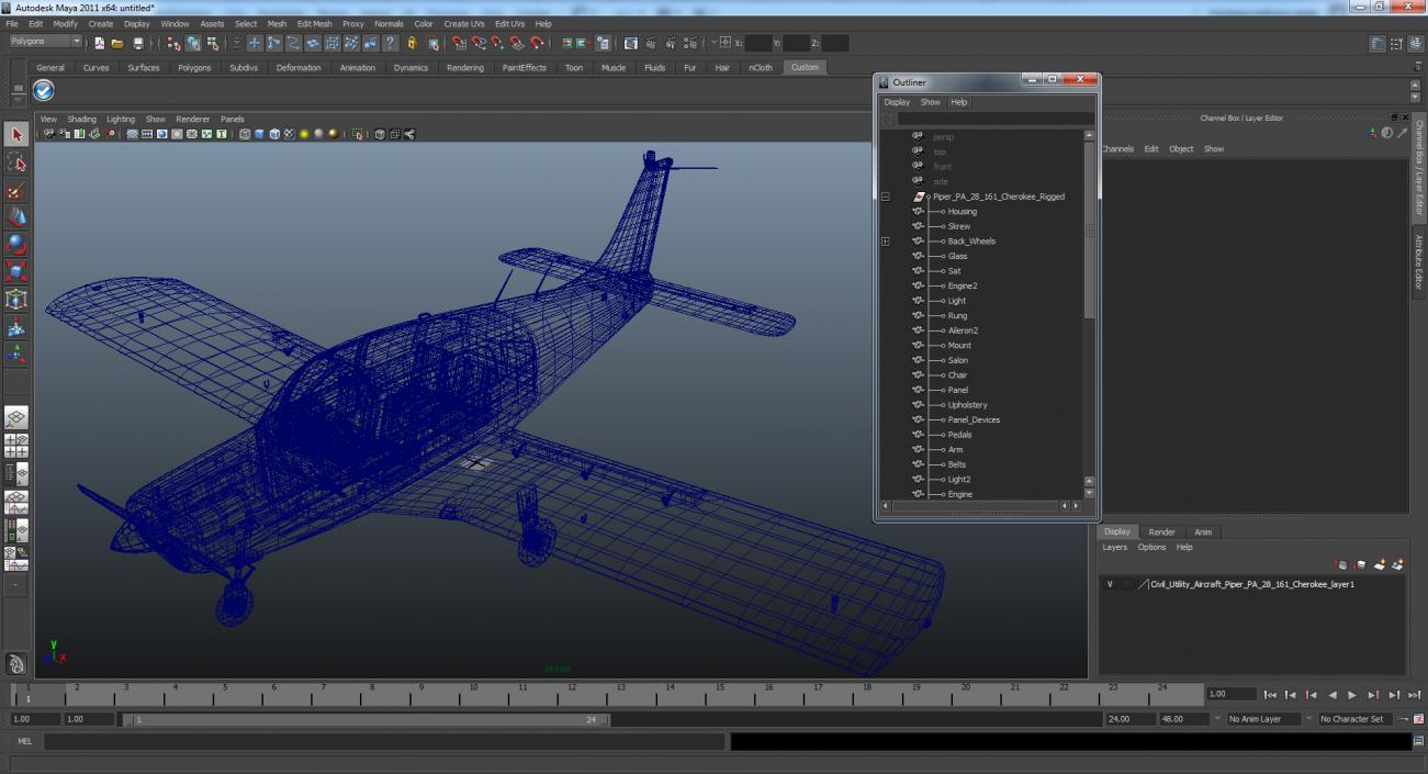 Light Aircraft Piper PA 28-161 Cherokee 3D model