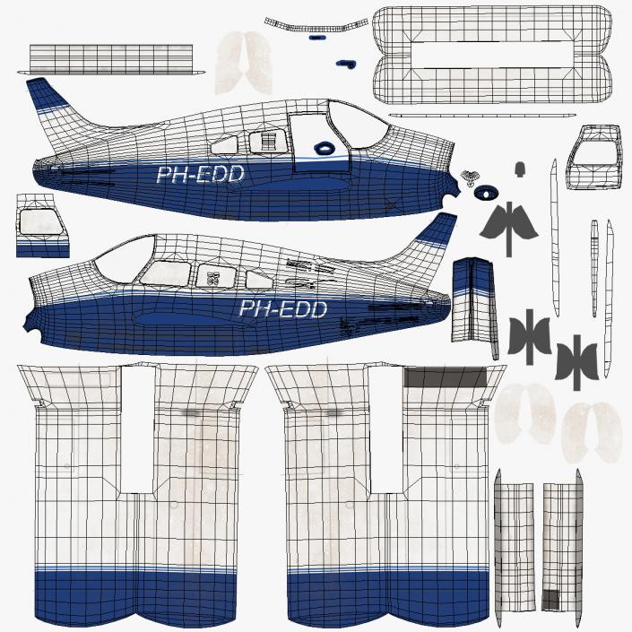 Light Aircraft Piper PA 28-161 Cherokee 3D model