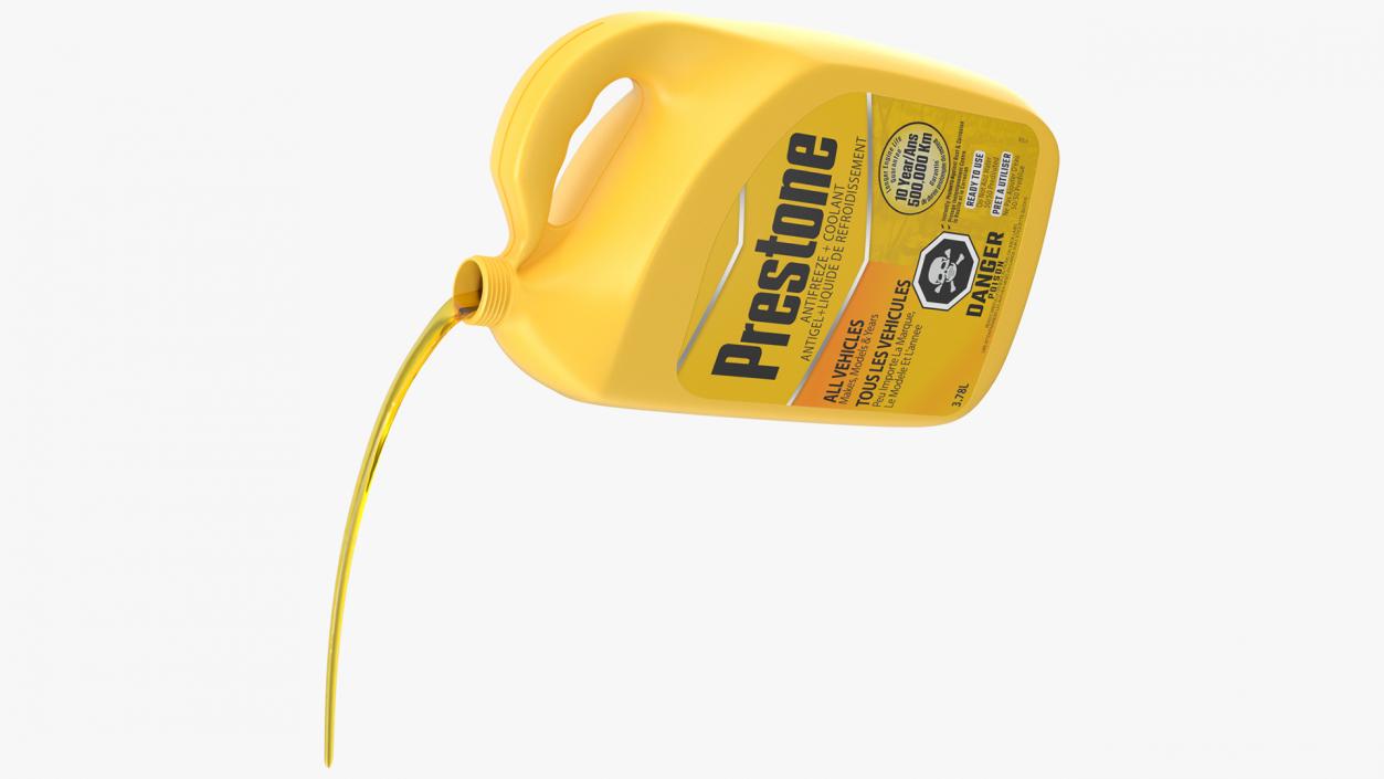 3D Prestone Yellow Antifreeze Pouring Out model