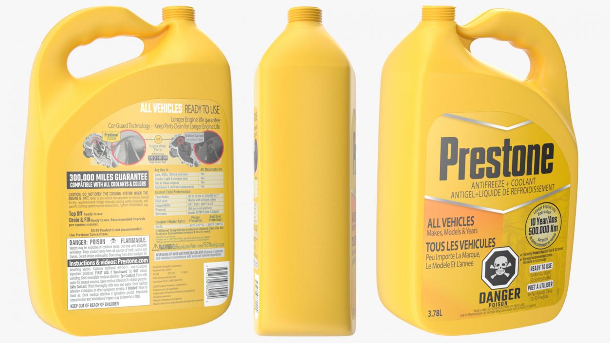 3D Prestone Yellow Antifreeze Pouring Out model