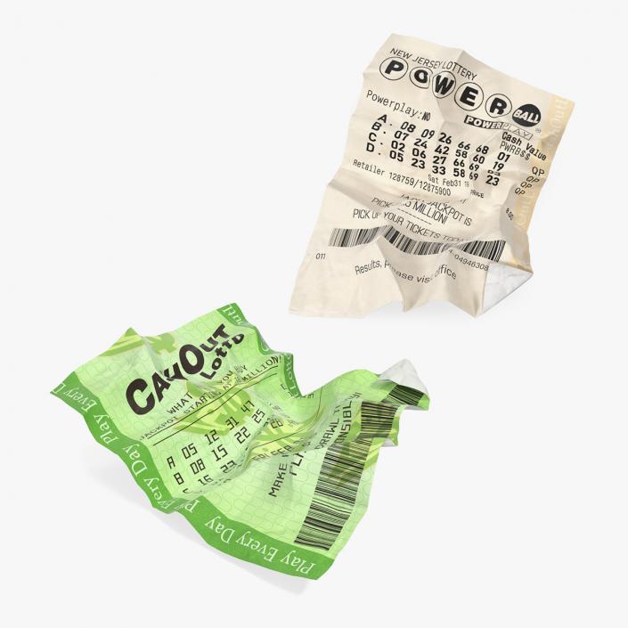 3D model Crumpled Lottery Tickets Collection