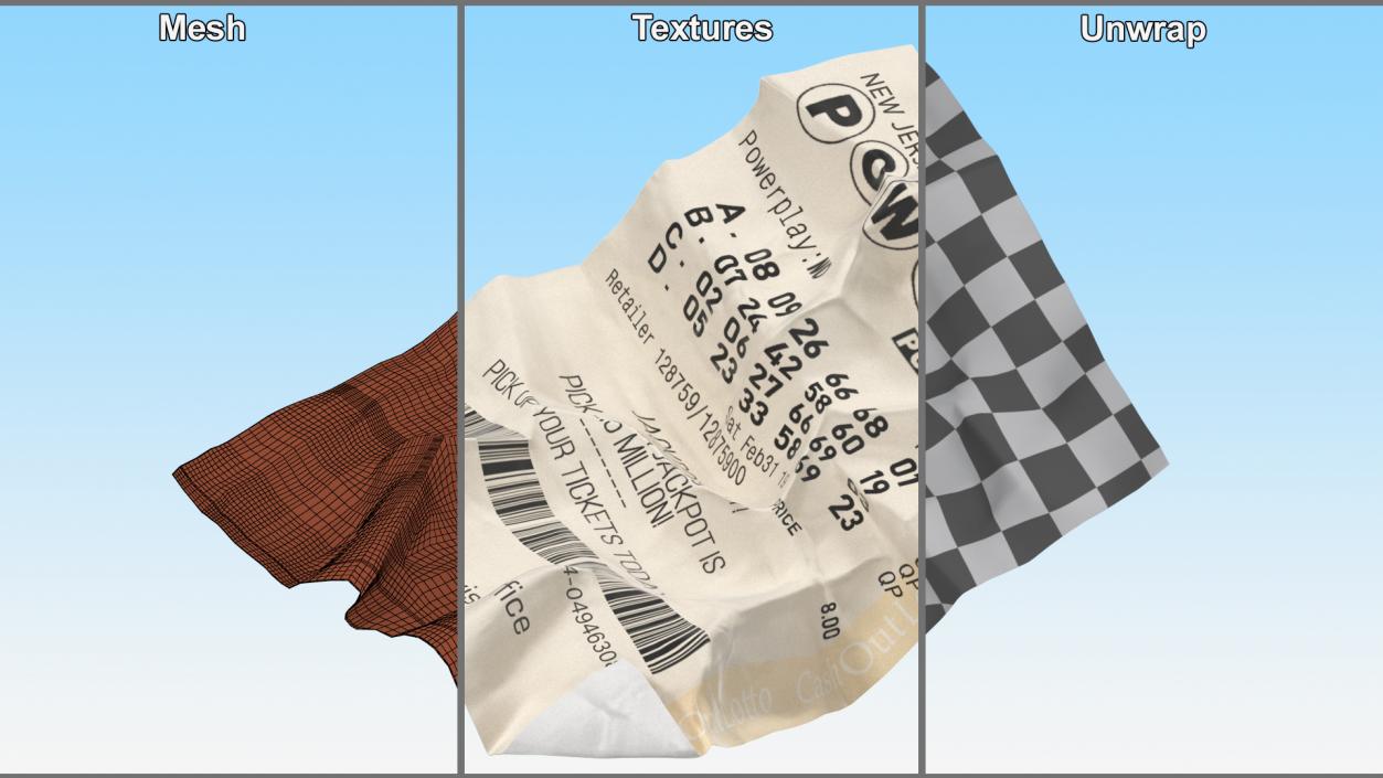 3D model Crumpled Lottery Tickets Collection