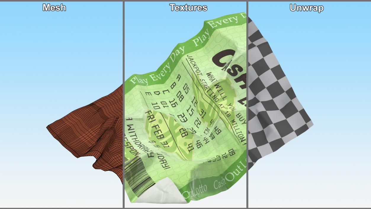 3D model Crumpled Lottery Tickets Collection