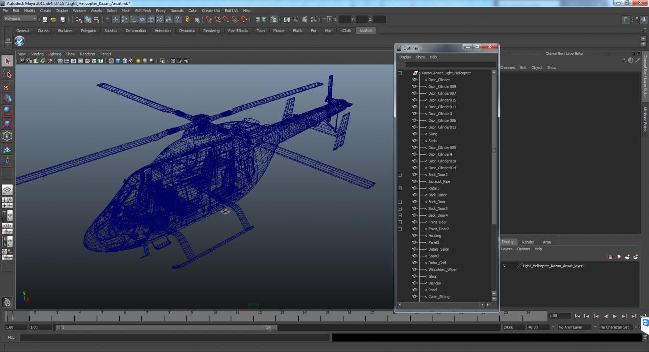 3D Light Helicopter Kazan Ansat model