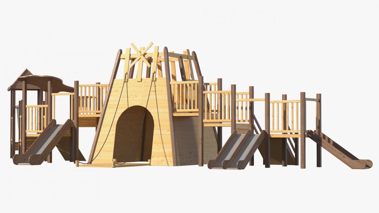 Wooden Playground Structure 3D