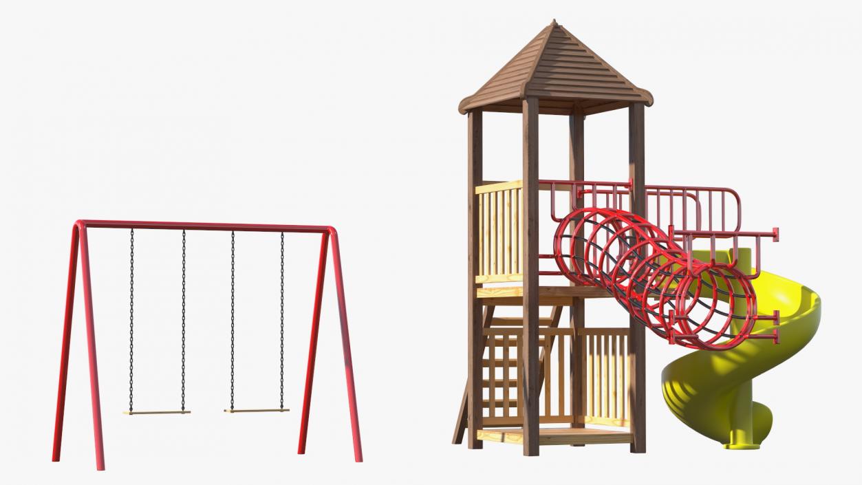 Wooden Playground Structure 3D