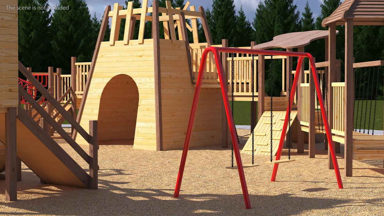 Wooden Playground Structure 3D