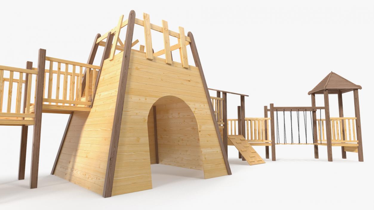 Wooden Playground Structure 3D