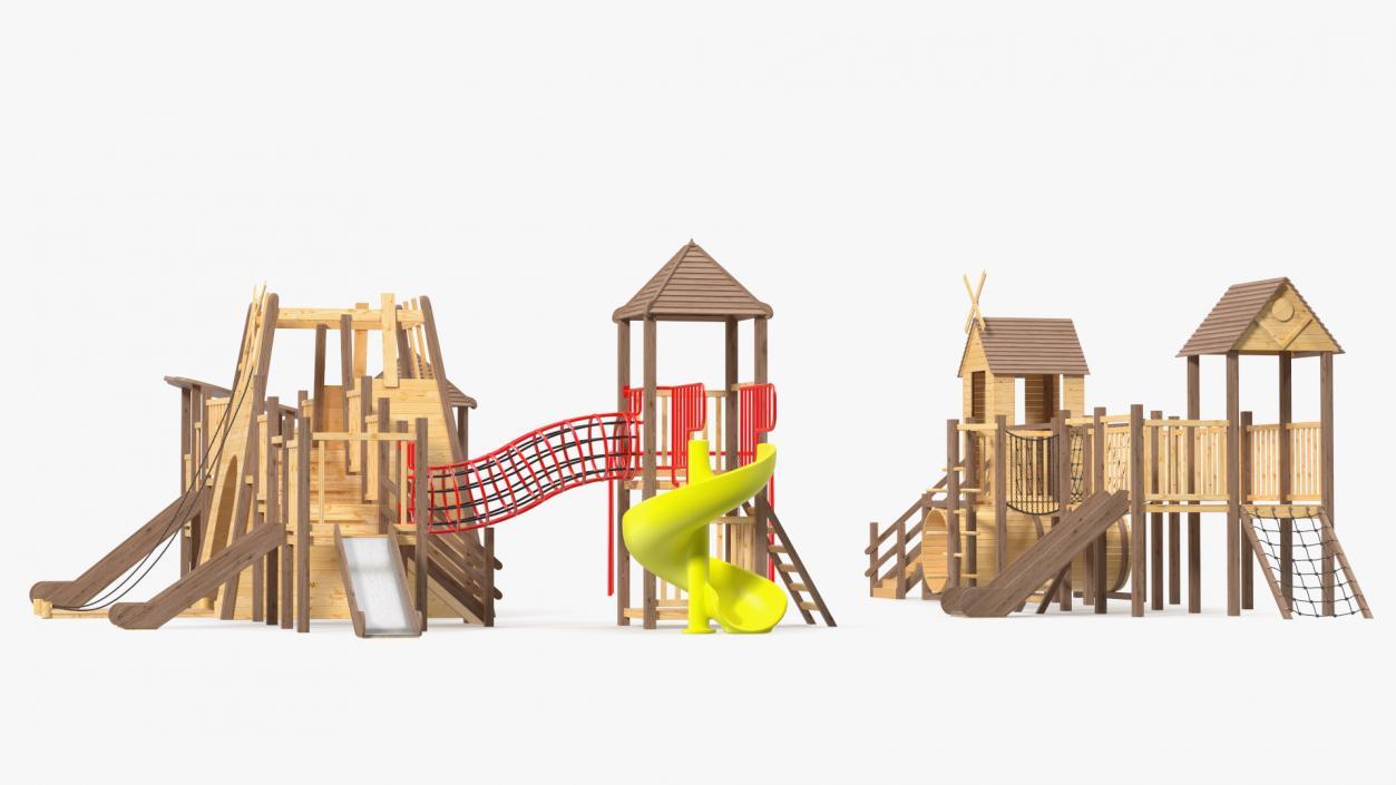 Wooden Playground Structure 3D