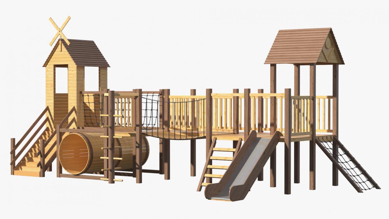 Wooden Playground Structure 3D