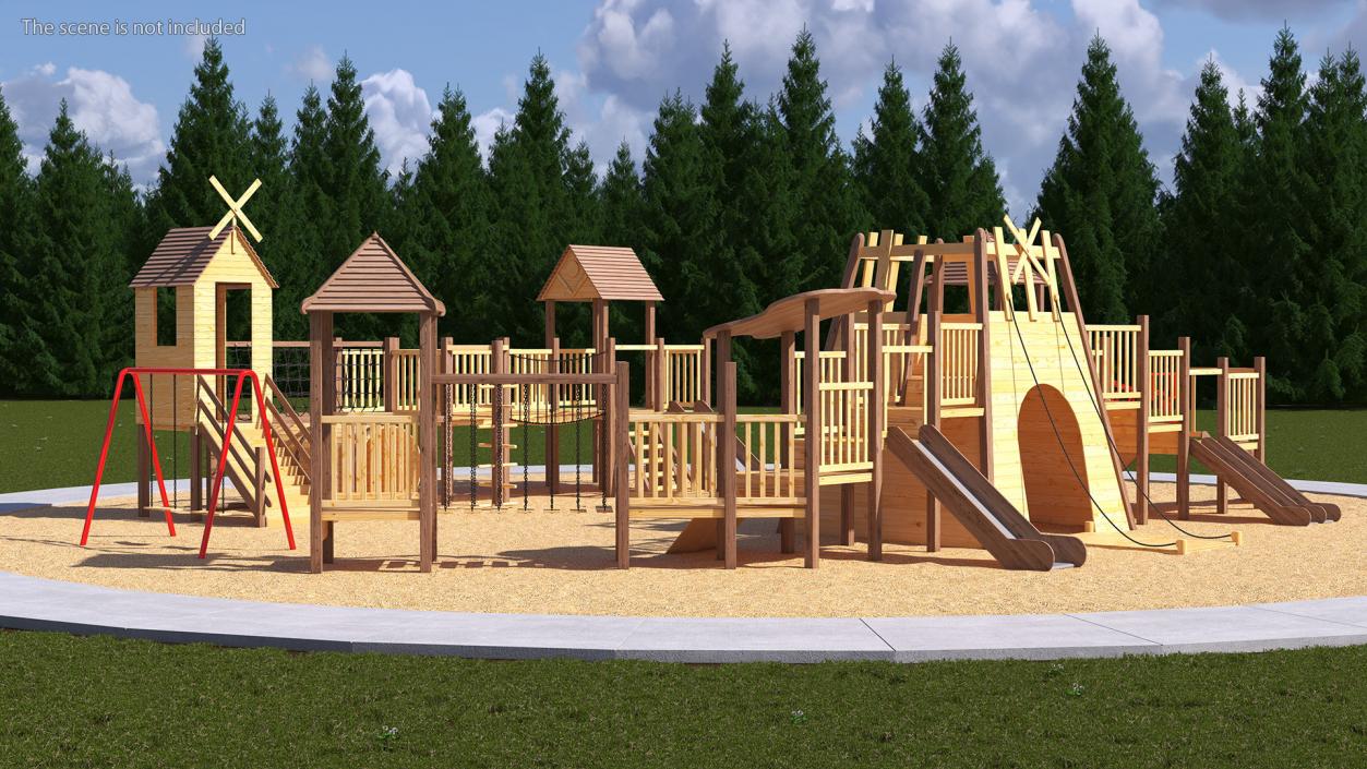 Wooden Playground Structure 3D