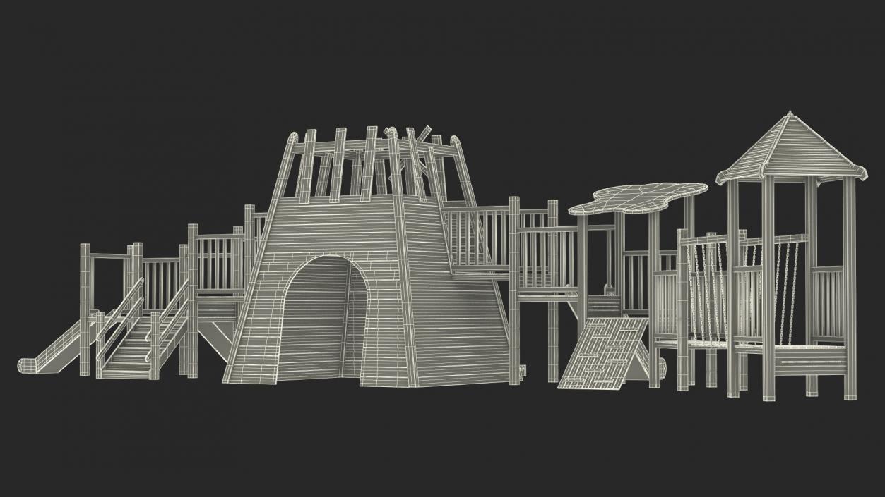 Wooden Playground Structure 3D