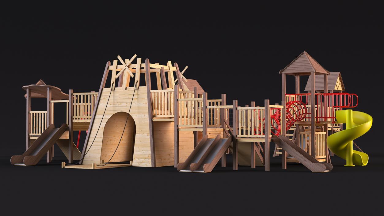 Wooden Playground Structure 3D