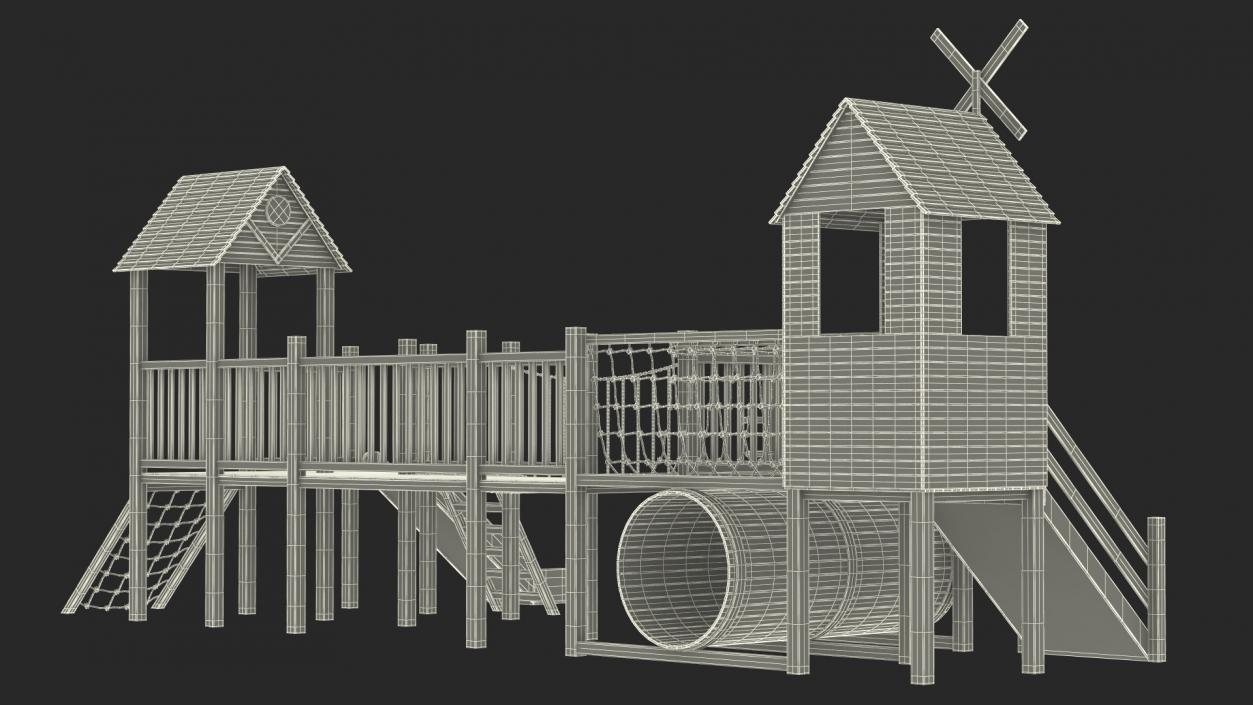 Wooden Playground Structure 3D